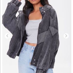 Forever 21 Ribbed Panel Denim Jacket BRAND NEW
